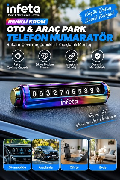 İnfeta Colorful Chrome Car Parking Phone Number Sticker Adhesive Concealable ...