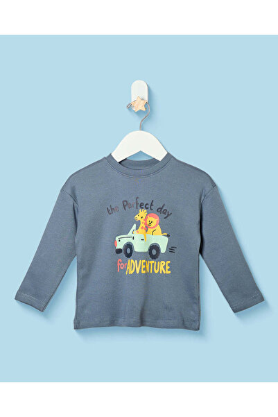 REDTAG Infant Boys Charcoal Printed T-Shirt