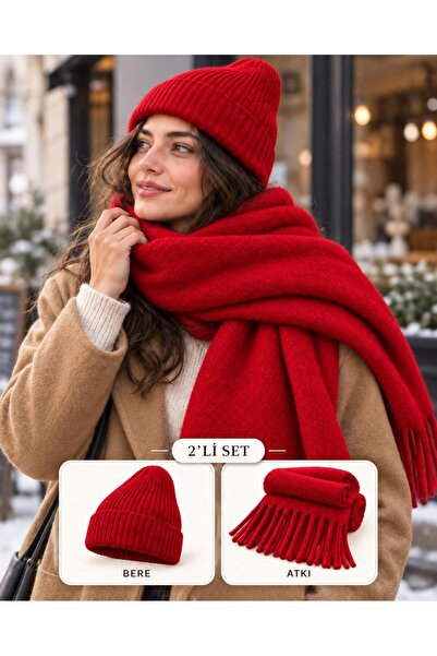 Wearflawless Women's 2-Piece Set Puffy Scarf and Ribbed Beanie Set, Winter Gi...