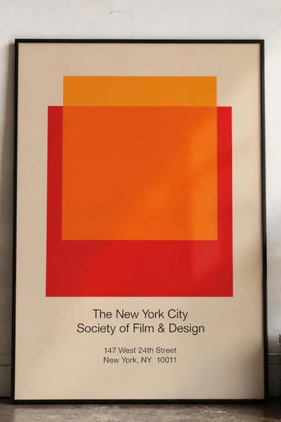 Taranist Poster - Turuncu Kırmızı Kareler Bauhaus Geometrik Soyut Sanat Mid C...