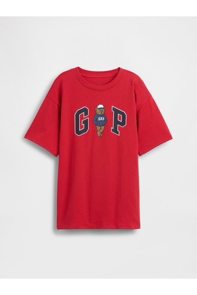 GAP Erkek Çocuk Kırmızı Brannan Bear Logo T-Shirt