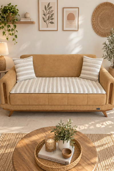 ÖDEL BULDAN Jacquard Washable Seat Pad & Cushion & Mattress - with Throw Pill...