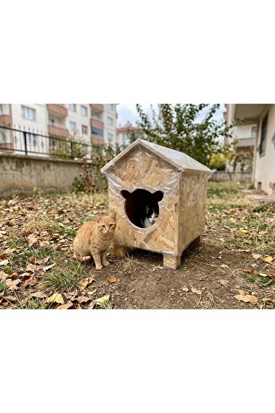 hikmetoğlu mobilya Kedi evi kedi yuvası doğal hazır kurulu osb su geçirmez