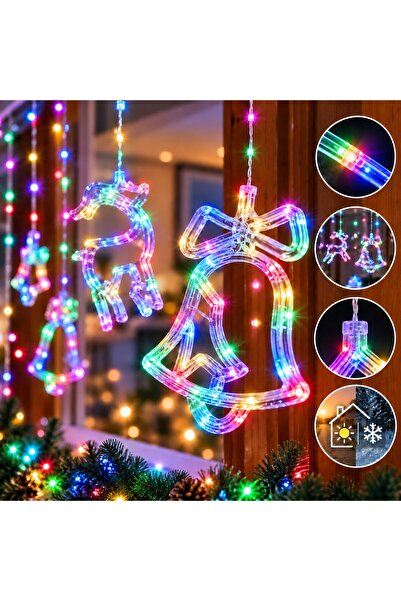 Infiniteea ™️   Instalație de Crăciun tip perdea cu LED-uri, Reni, Brazi de C...
