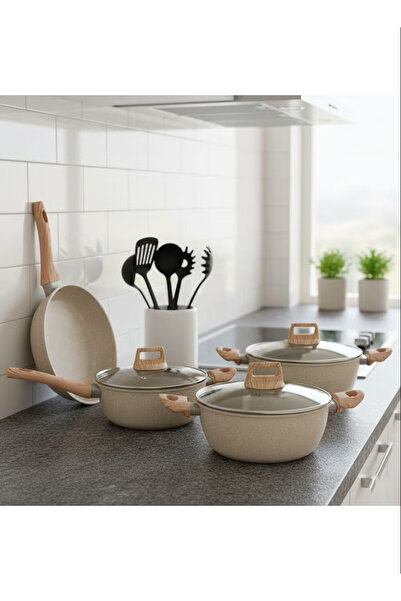 Smart Kitchen طقم أواني طهي غير لاصقة من 13 قطعة – تصميم عملي ومتين لجميع احت...