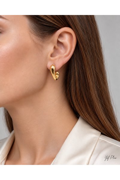 YSF Plus Gold Renk Taşlı ve Halka Küpe Seti – 3 Çift
