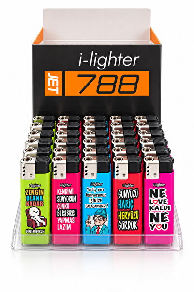I-Lighter Çakmak i-lighter JET 788 Eğlenceli Komik Yazılı Renkli Çakmak 40'lı...
