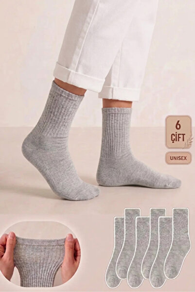 YASYAS 6 Pairs of Gray Cotton Tennis College Socks