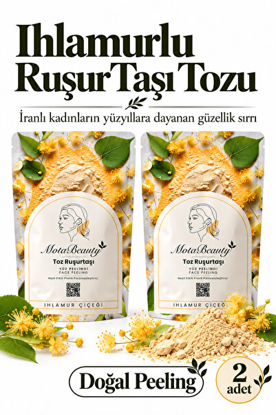 Toz Ruşur Taşı (İran Sefidab) Doğal Yüz Peelingi - 2'li paket (Ihlamur*2) - Cilt Tonu Eşitleme, Ölü Deri Arındırma, Siyah Nokta Karşıtı