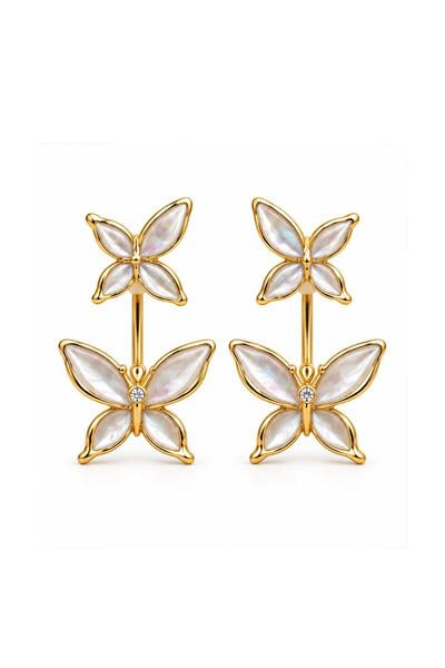 New Obsessions Ihlara Double Butterfly Detailed Women's Earrings