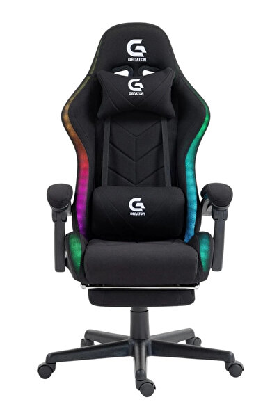 Topscaune Scaun gaming cu masaj în perna lombară, sistem iluminare bandă LED ...