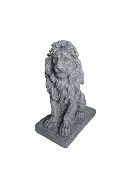 Relaxdays Figurină decorativă de grădină, leu, 38x27x17cm, gri