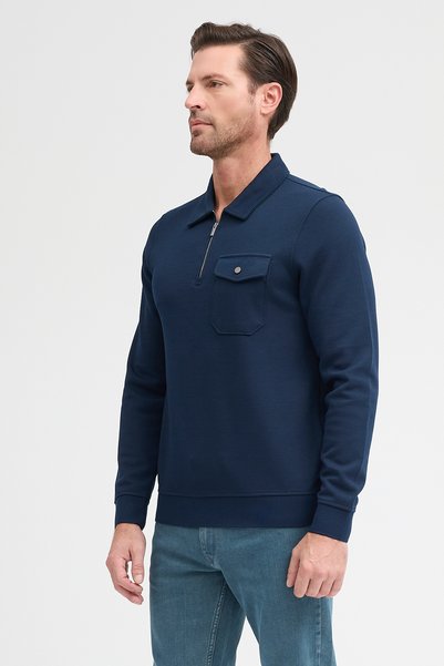 ENQUE Men's Polo Collar Long Sleeve Sweatshirt with Pockets