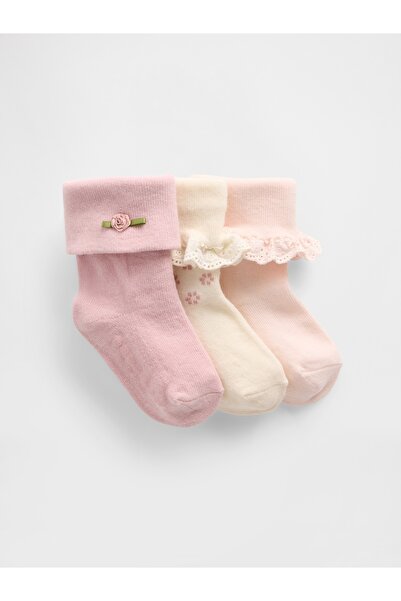 GAP Bebek Açık Pembe Foldover Çorap (3’lü)