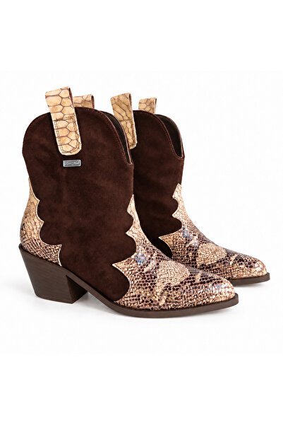 Luxe Heel Ayağınıza Değer Katan Adımlar Kadın Hakiki Deri Yılan Desenli Weste...