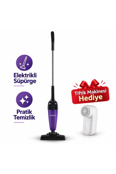 Arnica ET13213 Merlin Pro Dik Elektrikli Süpürge Mor Tiftik Makinesi hediye(O...