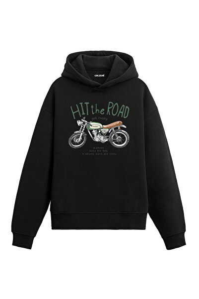 Colermi Hit the Road Vintage Motorcycle Design Hooded Sweatshirt