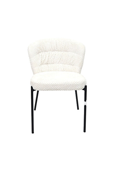 Al Hadaya Mall Elegant and modern fabric chair with metal legs - cream - 44x4...