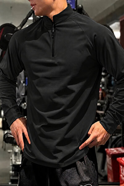 GENIUS STORE Erkek Yarım Fermuarlı Compression Uzun Kol Spor Tişört ve Fitnes...