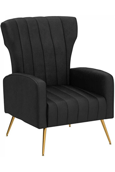 Topscaune Fotoliu tapitat catifea, picioare metalice, 71x81x96 cm, Negru