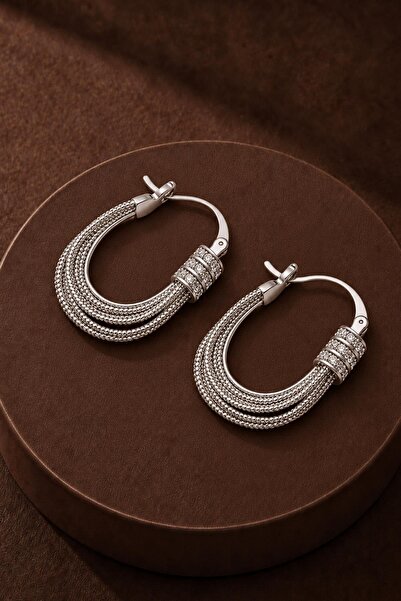 New Obsessions Rope Silver Color Women's Earrings