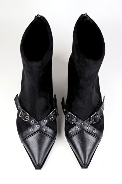 VARENZA WOMAN SHOES Süet & Cilt Çift Toklaı arkadan fermuarlı kadın Kalın top...