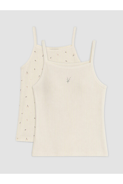 LC Waikiki Rmz Gi̇yi̇m Farkiyla Square Roba Collar Girls' Undershirt 2-Piece Set