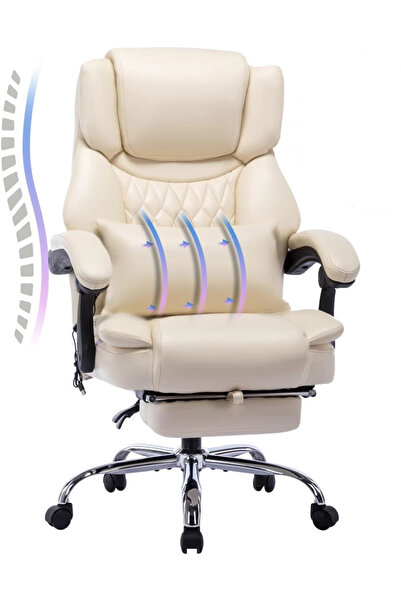 Topscaune Scaun directorial, spatar inalt, suport pentru picioare, perna lomb...