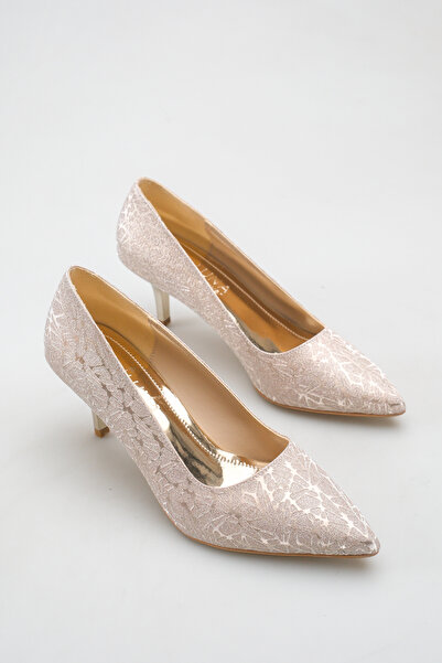 LUNA FLOWER Gold Glitter 6.5 cm Heeled Women's Stiletto