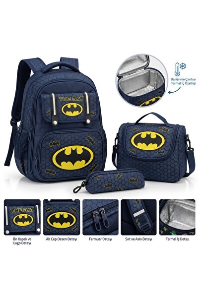ERKEK ÇOCUK BATMAN’li İLK OKUL ÇANTASI (beslenme,kalemlik) SET