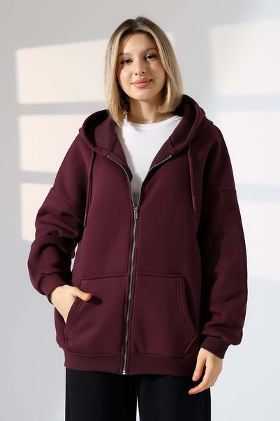 ModaPlaza Kadın Kapşonlu 3 İp Sweat 21618
