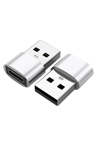 YWD-FMM Set de 2 adaptoare USB-C la USB-A YWD-FMM, Argintiu