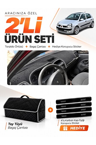e-biz Renault Clio 2 Top Pocketed (2003-2006) Compatible Glove Box Cover + Th...