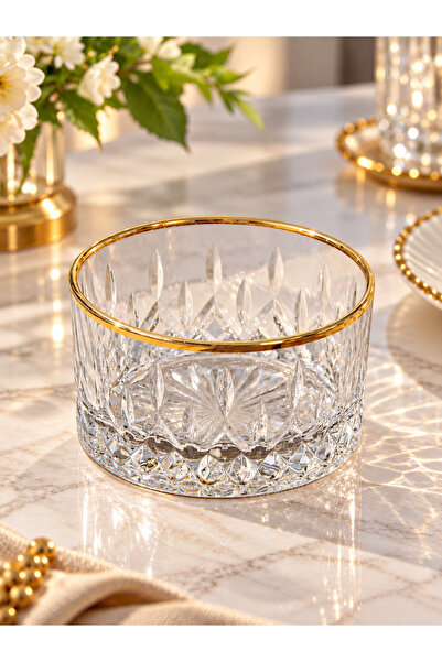 Şahika Kristal cama atılan imza 6-Piece Lara Gold Snack, Dessert and Appetize...