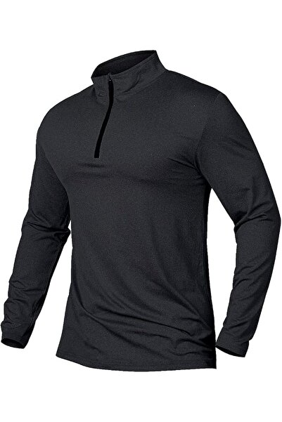 GENERAL MANSDOUR Men's Quick-Dry Active Sports Shirts Quarter Zip Long Sleeve...