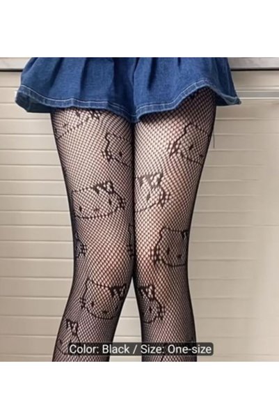 Dgt Luxury Hello Kitty Themed Lolita Style Y2K Pantyhose Fishnet Stockings 40...