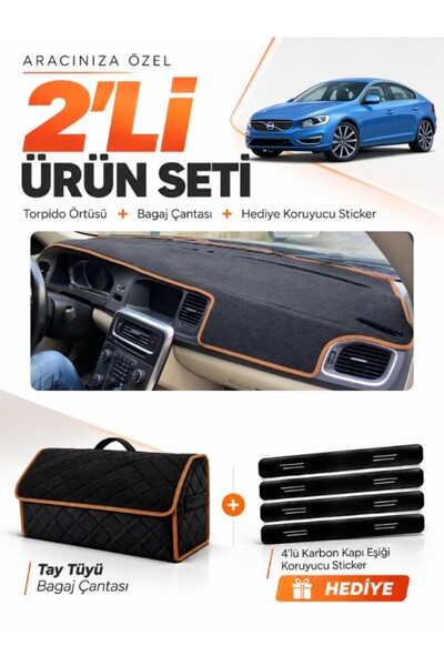 e-biz Volvo S60 (2011-2017) Compatible Dashboard Cover + Thai Feather Trunk B...