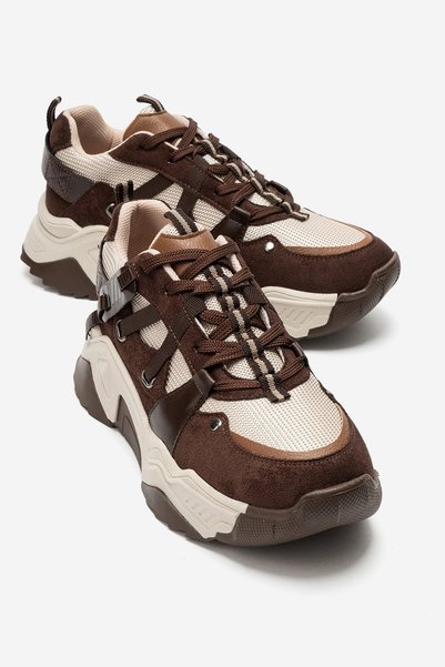 LuviShoes Leona Brown Suede Women's Sports Sneakers
