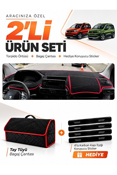 e-biz Peugeot Ri̇fter (2018-2026) Compatible Dashboard Cover + Thai Feather T...