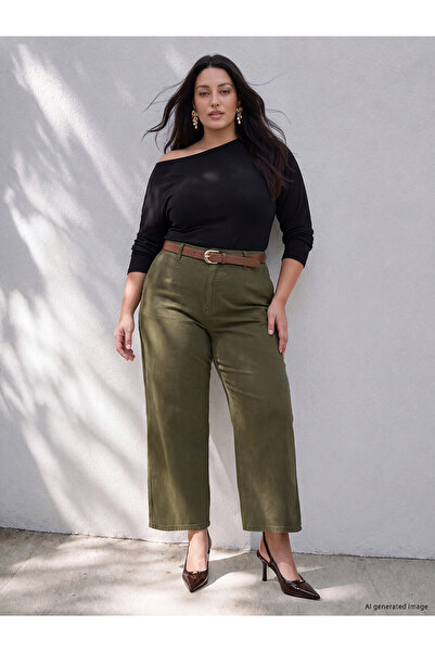 LC Waikiki Nevavm with Difference in Color Lcw Curve Khaki Denim Straight Cul...