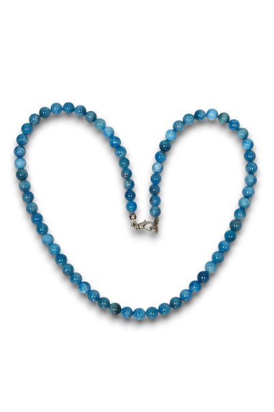 Pozitif Doğal Taş 1St Quality Blue Apatite Natural Stone Necklace 6mm Sphere Cut 520-2