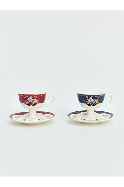 LC Waikiki LCW HOME Mixed Flower Printed 2-Person Porcelain Coffee Cup Set