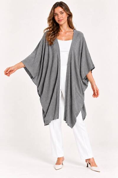 HIRA CO. Women's Bat Sleeve Single Layer Casual Knitwear Poncho Cardigan