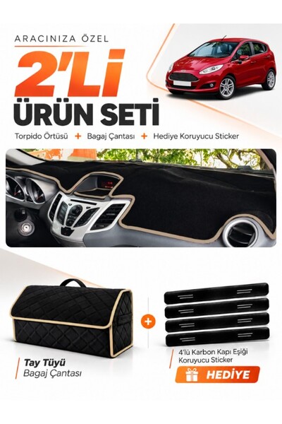 e-biz Ford Fi̇esta (2008-2017) Compatible Glove Box Cover + Tay Tüy Luggage B...