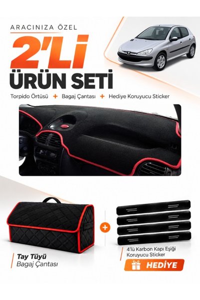 e-biz Glove Box Cover + Thai Feather Trunk Bag Set Compatible with Peugeot 20...