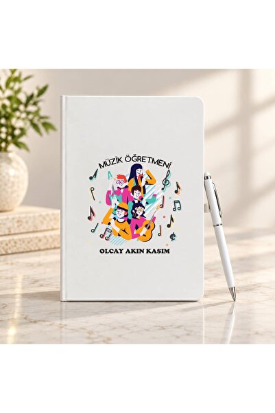 Müzik Öğretmeni Öğretmenler Günü Hediyesi İsim Baskılı Defter Kalem Seti