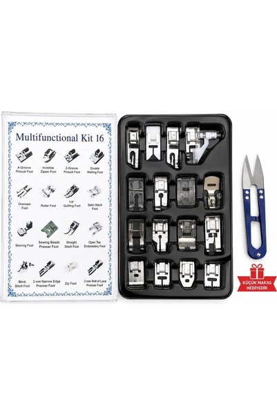 FR. KNIVES Ev Tipi Dikiş Makinesi 16 Parça Ayak Seti Singer Zetina Janome Bro...