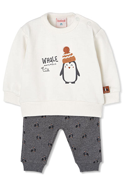 Boboli طقم علوي وسفلي منقوش من Penguin للأطفال من 6 أشهر إلى 18 شهرًا باللون ...