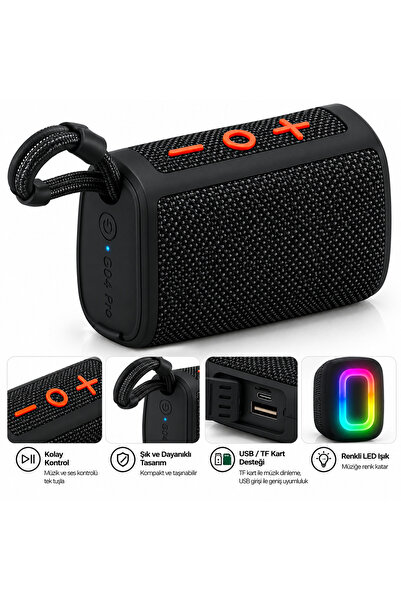 FABRON Bluetooth Hoparlör RGB Led Işıklı 8W Taşınabilir Speaker Kablosuz Ses ...