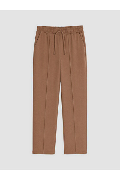 LC Waikiki Nevavm Brown Straight Loose & Wide Leg Women's Trousers with a Dif...